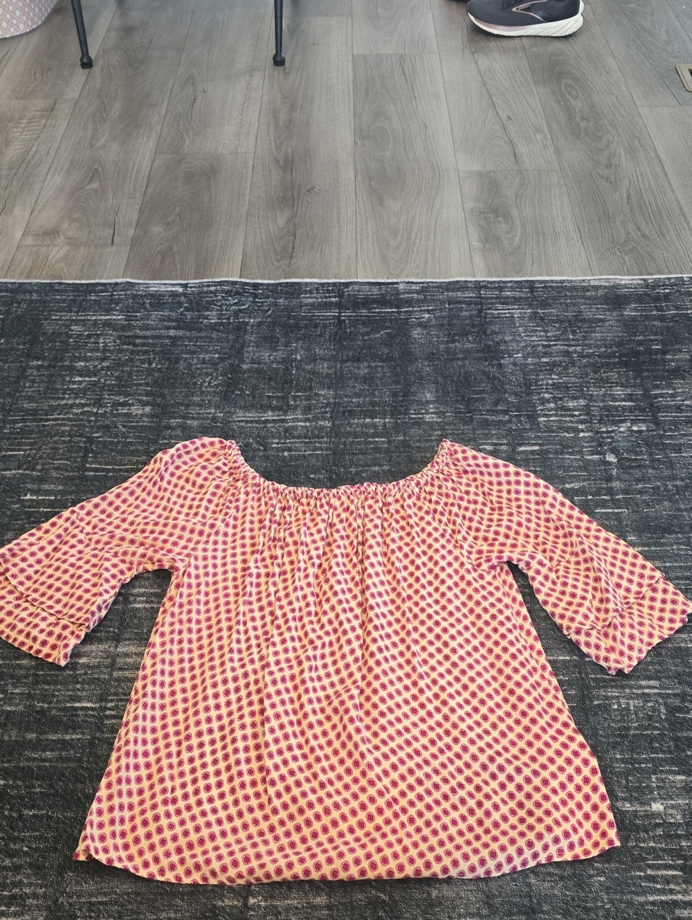 Women's Burgubdy Patterned Off-Shoulder Dress